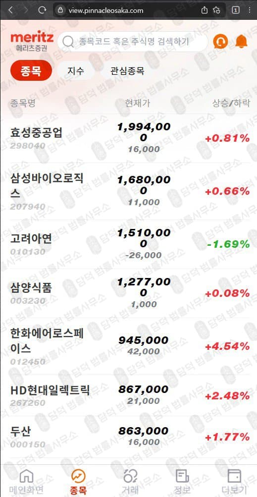 이 사진은 담덕법률사무소에서 캡쳐해둔 메리츠증권(Meritz) 웹사이트 캡쳐 사진이며 URL은 mobile.kr 입니다.
