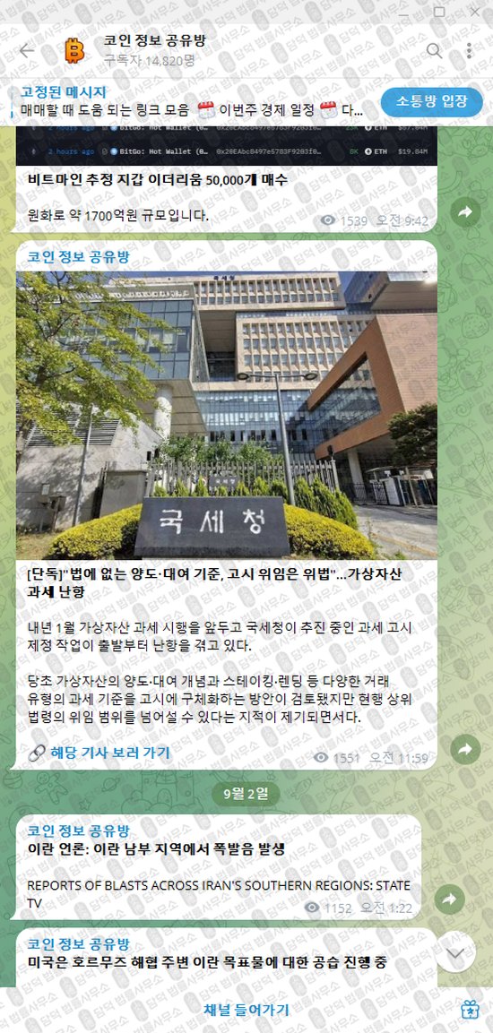 이 사진은 담덕법률사무소에서 캡쳐해둔 정보(VIP) 웹사이트 캡쳐 사진이며 URL은 t.me 입니다.
