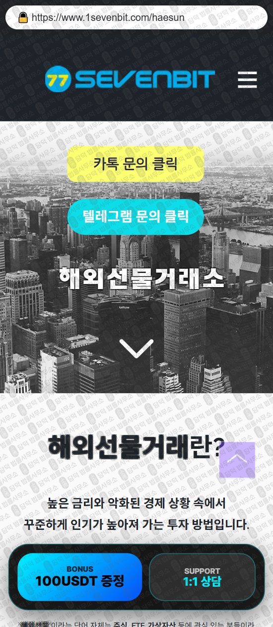 이 사진은 담덕법률사무소에서 캡쳐해둔 투세븐빗(SSL) 웹사이트 캡쳐 사진이며 URL은 1sevenbit.com 입니다.