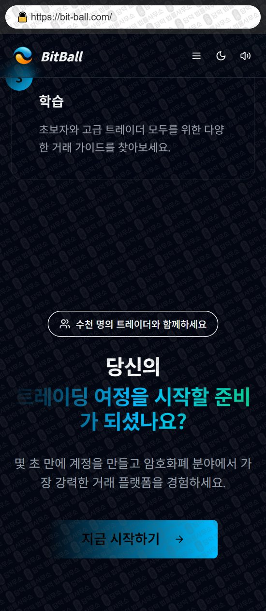 이 사진은 담덕법률사무소에서 캡쳐해둔 사칭(BitBall) 웹사이트 캡쳐 사진이며 URL은 bit-ball.com 입니다.