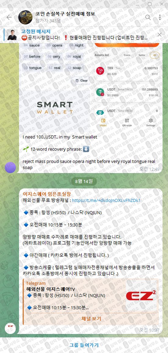 이 사진은 담덕법률사무소에서 캡쳐해둔 손실복구(BitBit8282) 웹사이트 캡쳐 사진이며 URL은 t.me 입니다.