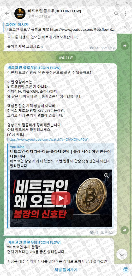 이 사진은 담덕법률사무소에서 캡쳐해둔 비트코인(BITCOIN FLOW) 웹사이트 캡쳐 사진이며 URL은 t.me 입니다.