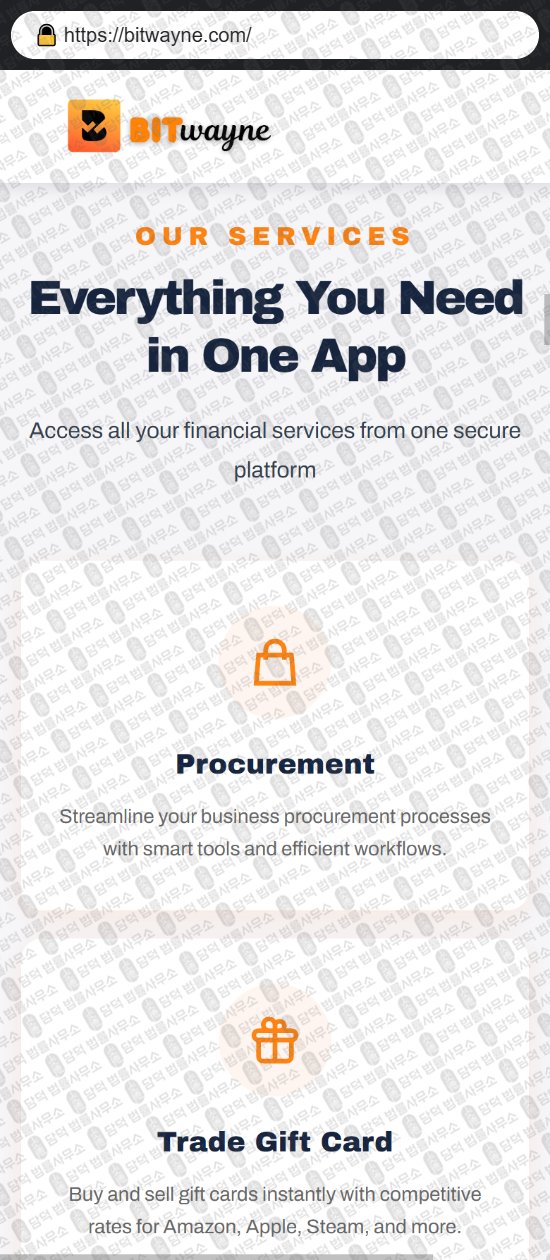 이 사진은 담덕법률사무소에서 캡쳐해둔 비트웨인(Bitwayne) 웹사이트 캡쳐 사진이며 URL은 bitwayne.com 입니다.