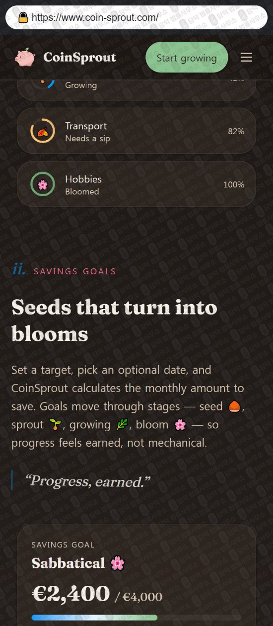 이 사진은 담덕법률사무소에서 캡쳐해둔 코인스프라우트(CoinSprout) 웹사이트 캡쳐 사진이며 URL은 coin-sprout.com 입니다.