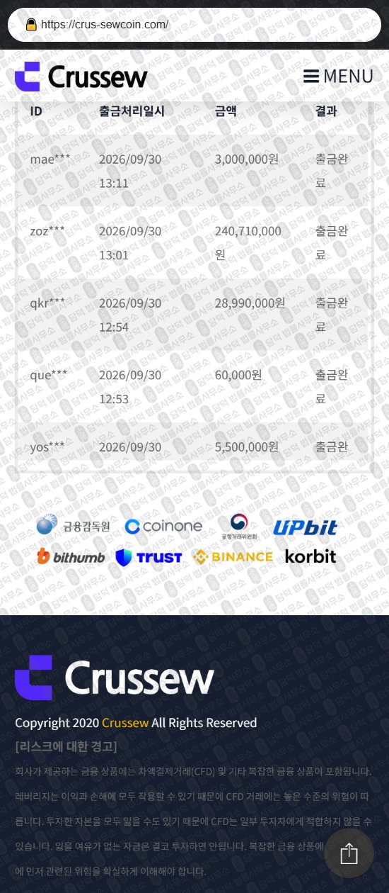 이 사진은 담덕법률사무소에서 캡쳐해둔 표방(Crussew) 웹사이트 캡쳐 사진이며 URL은 crus-sewcoin.com 입니다.