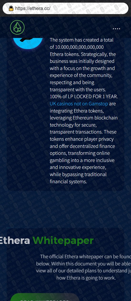 이 사진은 담덕법률사무소에서 캡쳐해둔 감사(ETHERA) 웹사이트 캡쳐 사진이며 URL은 ethera.cc 입니다.