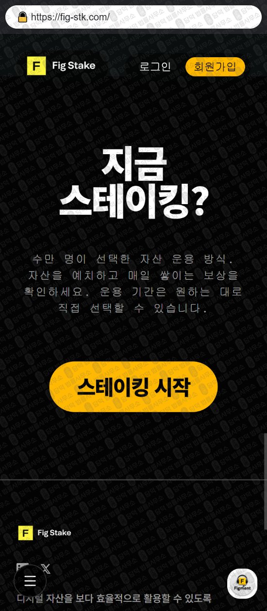 이 사진은 담덕법률사무소에서 캡쳐해둔 피그(FIG STAKE) 웹사이트 캡쳐 사진이며 URL은 fig-stk.com 입니다.
