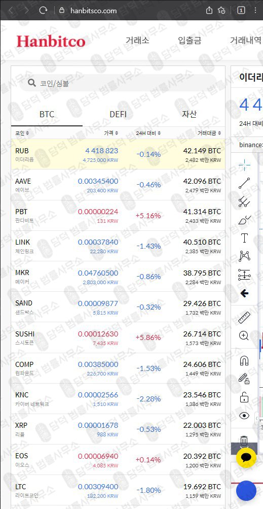 이 사진은 담덕법률사무소에서 캡쳐해둔 한빗코(Hanbitsco) 웹사이트 캡쳐 사진이며 URL은 hanbitsco.com 입니다.