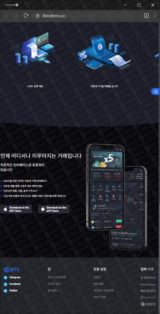 이 사진은 담덕법률사무소에서 캡쳐해둔 디지털(IBTC) 웹사이트 캡쳐 사진이며 URL은 ibtcdemo.cc 입니다.