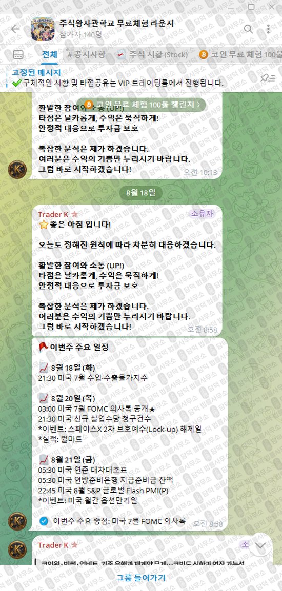 이 사진은 담덕법률사무소에서 캡쳐해둔 주식왕사관학교(VIP) 웹사이트 캡쳐 사진이며 URL은 t.me 입니다.