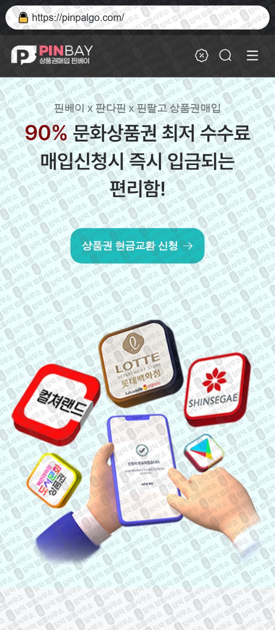 이 사진은 담덕법률사무소에서 캡쳐해둔 핀베이(URL) 웹사이트 캡쳐 사진이며 URL은 pinpalgo.com 입니다.