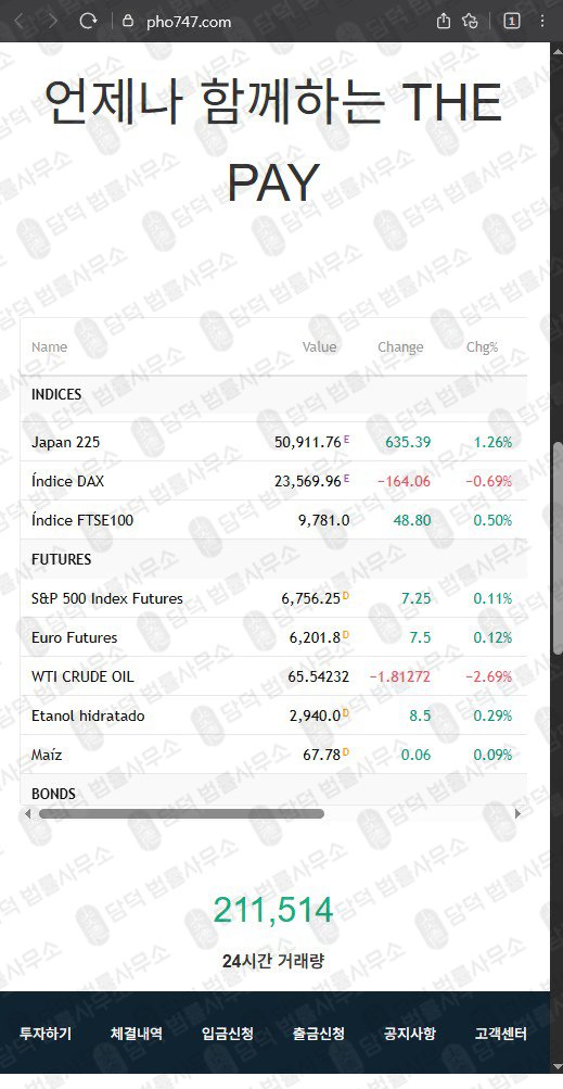 이 사진은 담덕법률사무소에서 캡쳐해둔 더페이(The Pay) 웹사이트 캡쳐 사진이며 URL은 pho747.com 입니다.