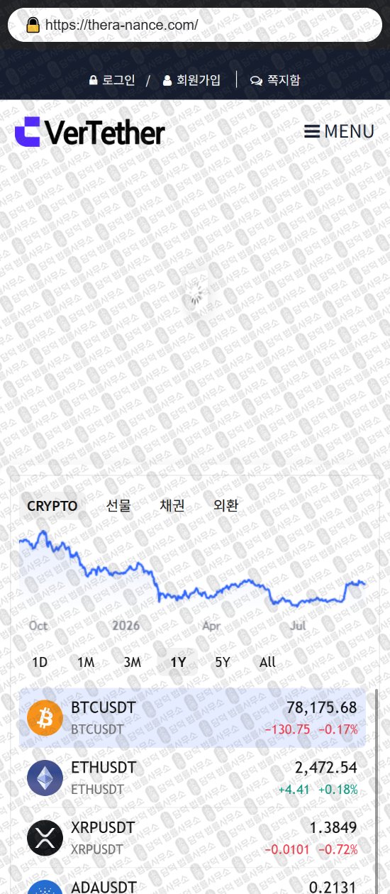 이 사진은 담덕법률사무소에서 캡쳐해둔 버테더(VerTether) 웹사이트 캡쳐 사진이며 URL은 thera-nance.com 입니다.